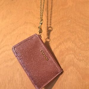 COACH Pink Glitter Skinny Mini ID Wallet